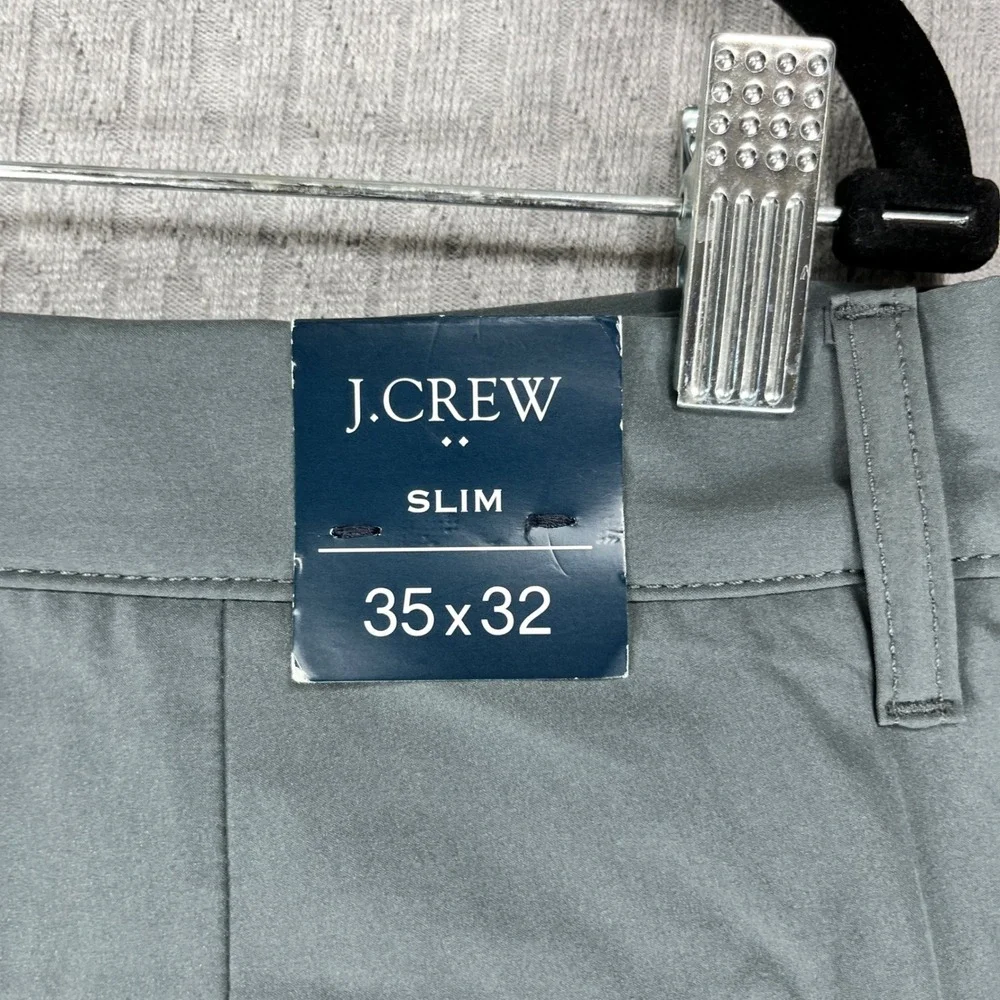 New J.Crew Tech Pant Mens 35x32 Gray Slim Fit Flex Performance Chino AA712
